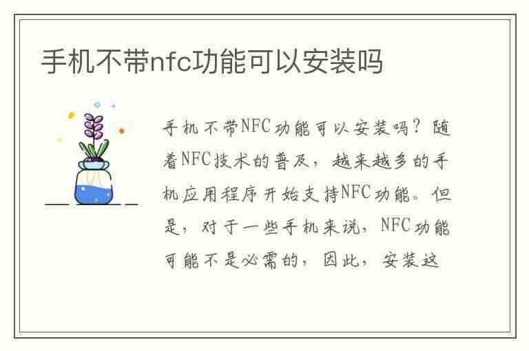 手机不带nfc功能可以安装吗